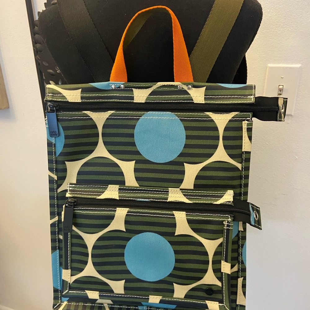 Orla Kiely Geometric Blue and Green Backpack